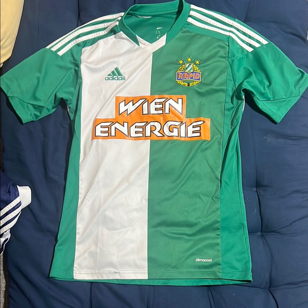 Adidas Green and White Soccer Jersey